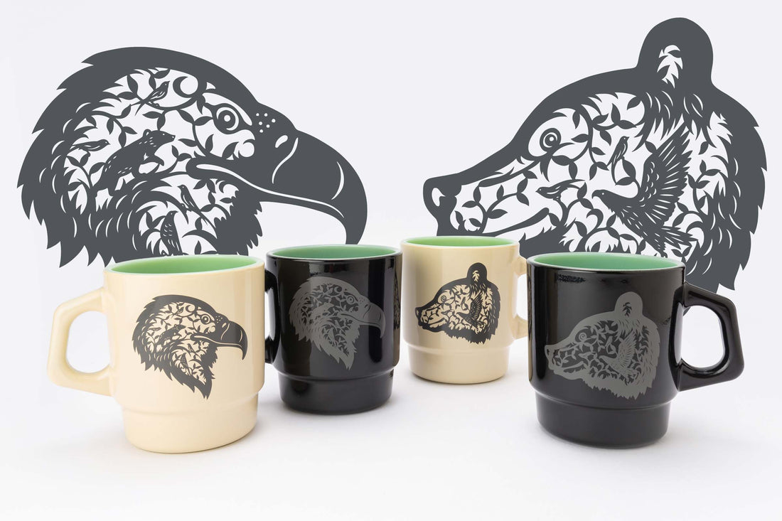 自然の息吹きを「切り絵」で表現した クマ(Bear)とワシ(Eagle)のカラーマグ発売のお知らせ