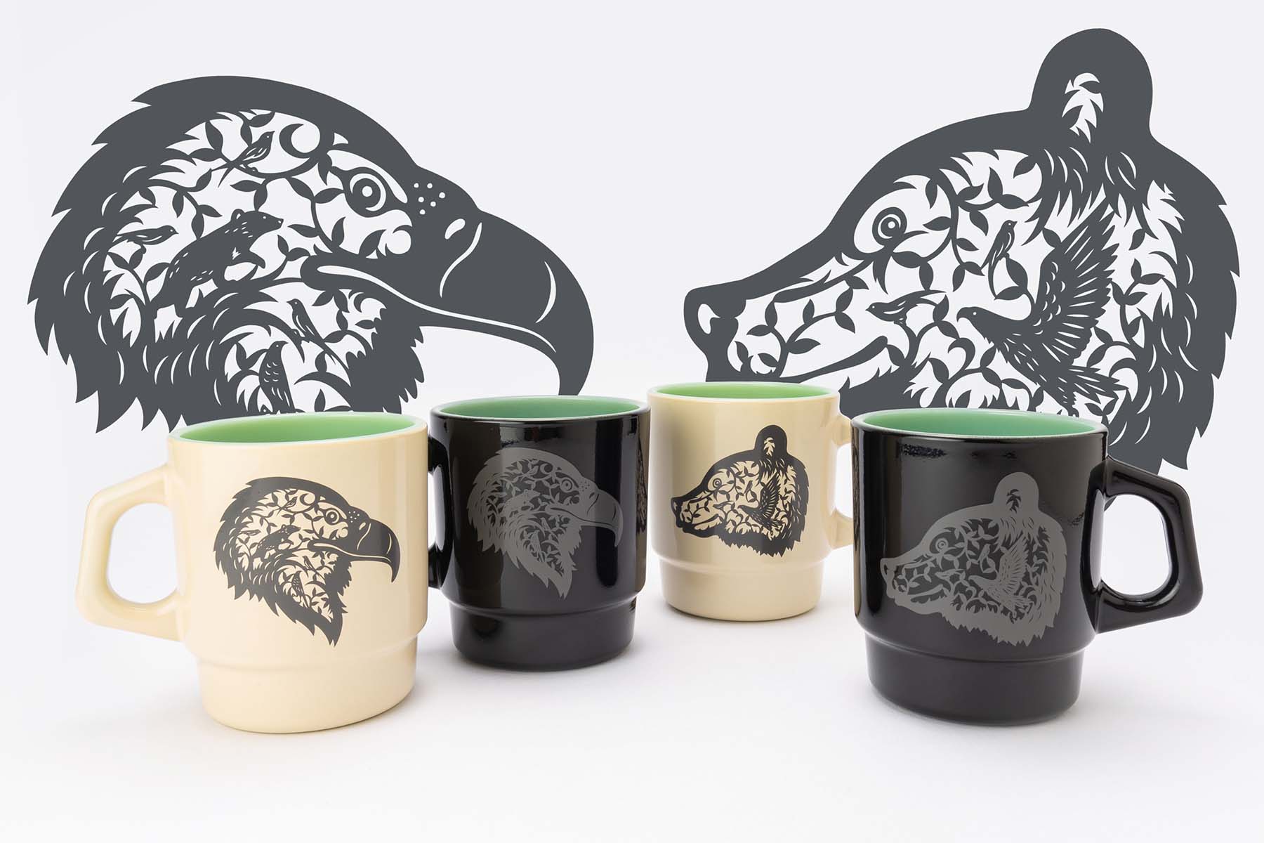 自然の息吹きを「切り絵」で表現した クマ(Bear)とワシ(Eagle)のカラーマグ発売のお知らせ