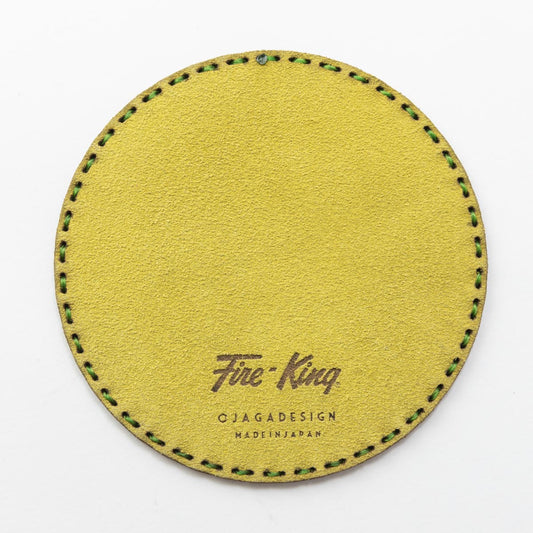 Fire-King レザーコースター SMILEY FACE グリーン by OJAGA DESIGN