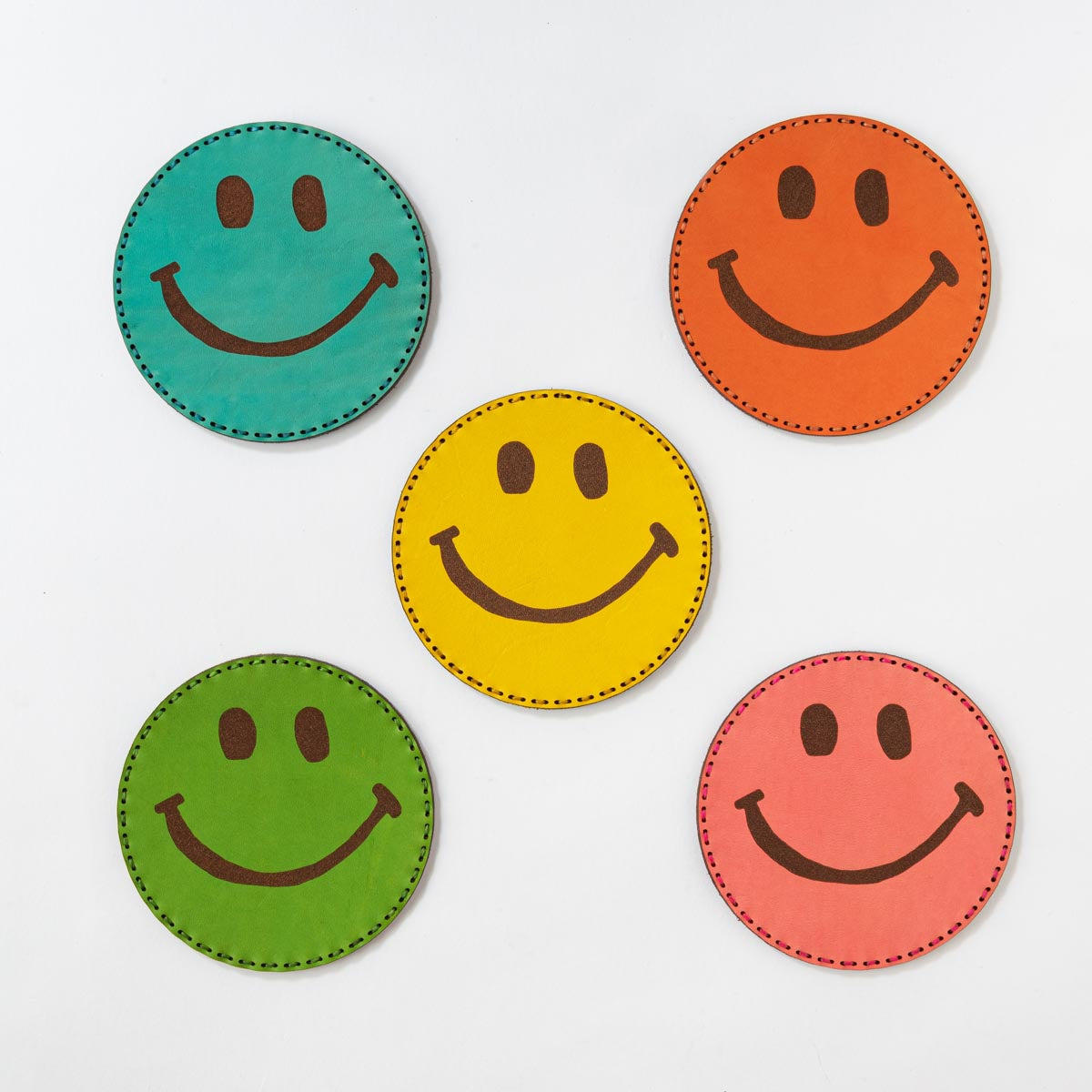 Fire-King レザーコースター SMILEY FACE イエロー by OJAGA DESIGN