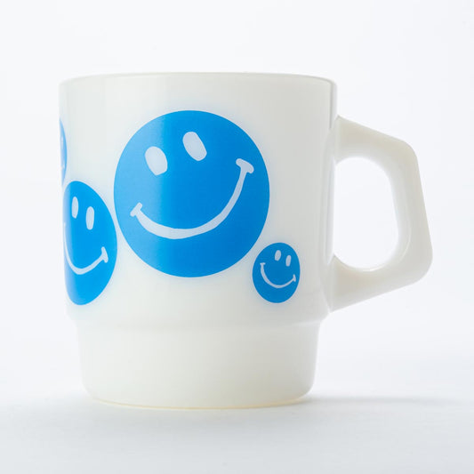 Fire-King スタッキングマグ SMILEY FACE ブルー