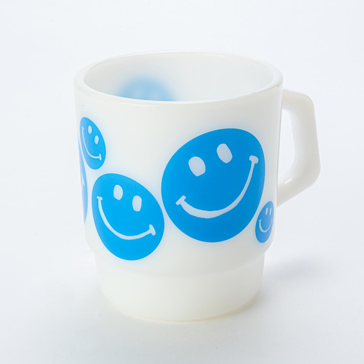 Fire-King スタッキングマグ SMILEY FACE ブルー