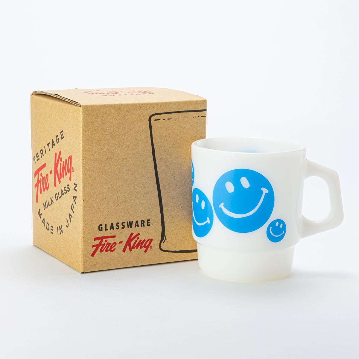 Fire-King スタッキングマグ SMILEY FACE ブルー