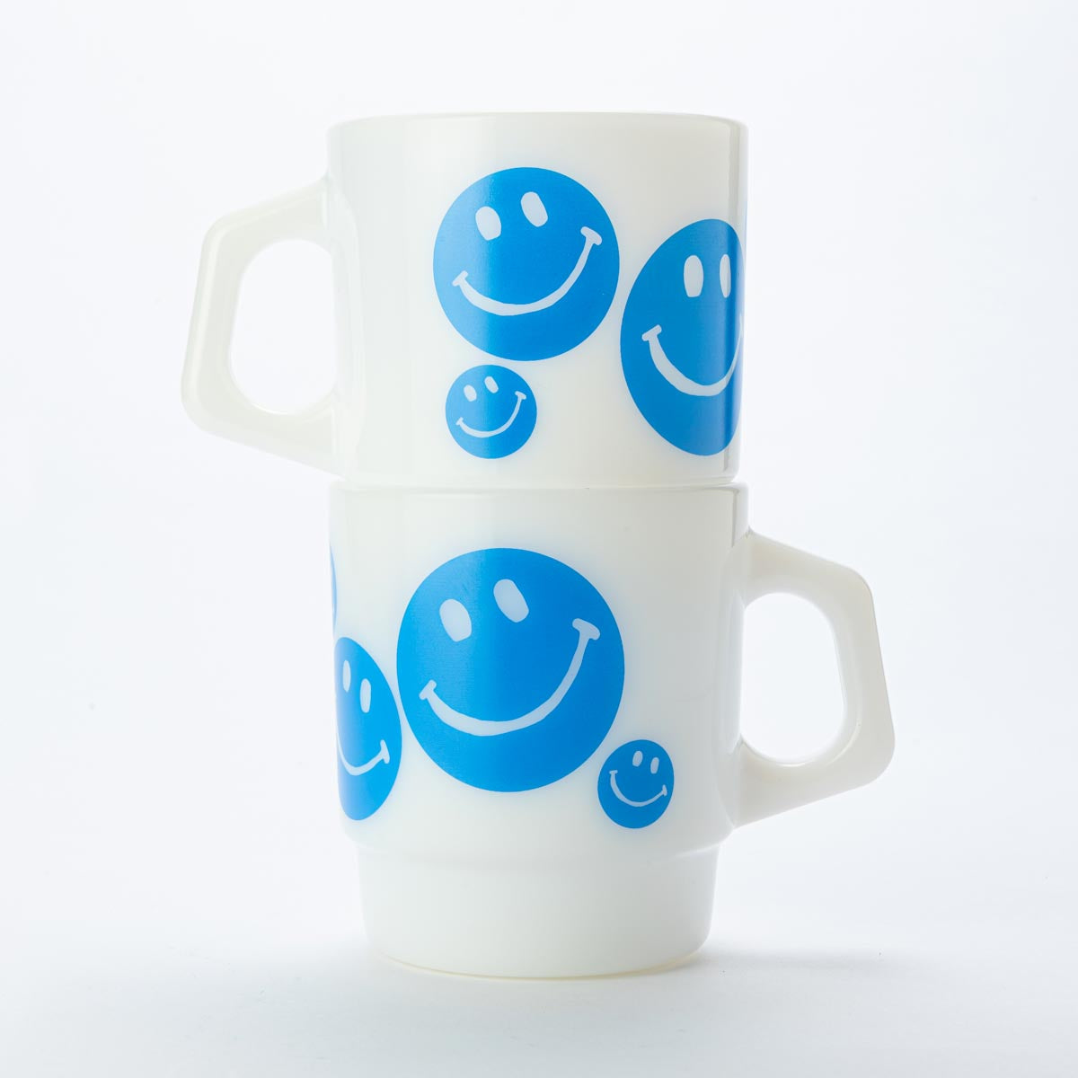 Fire-King スタッキングマグ SMILEY FACE ブルー