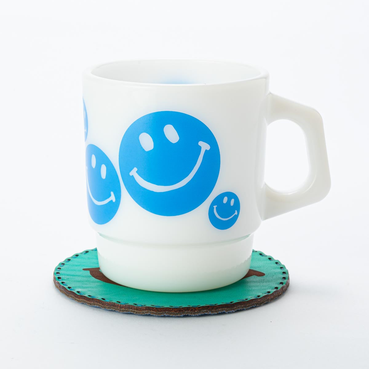 Fire-King スタッキングマグ SMILEY FACE ブルー