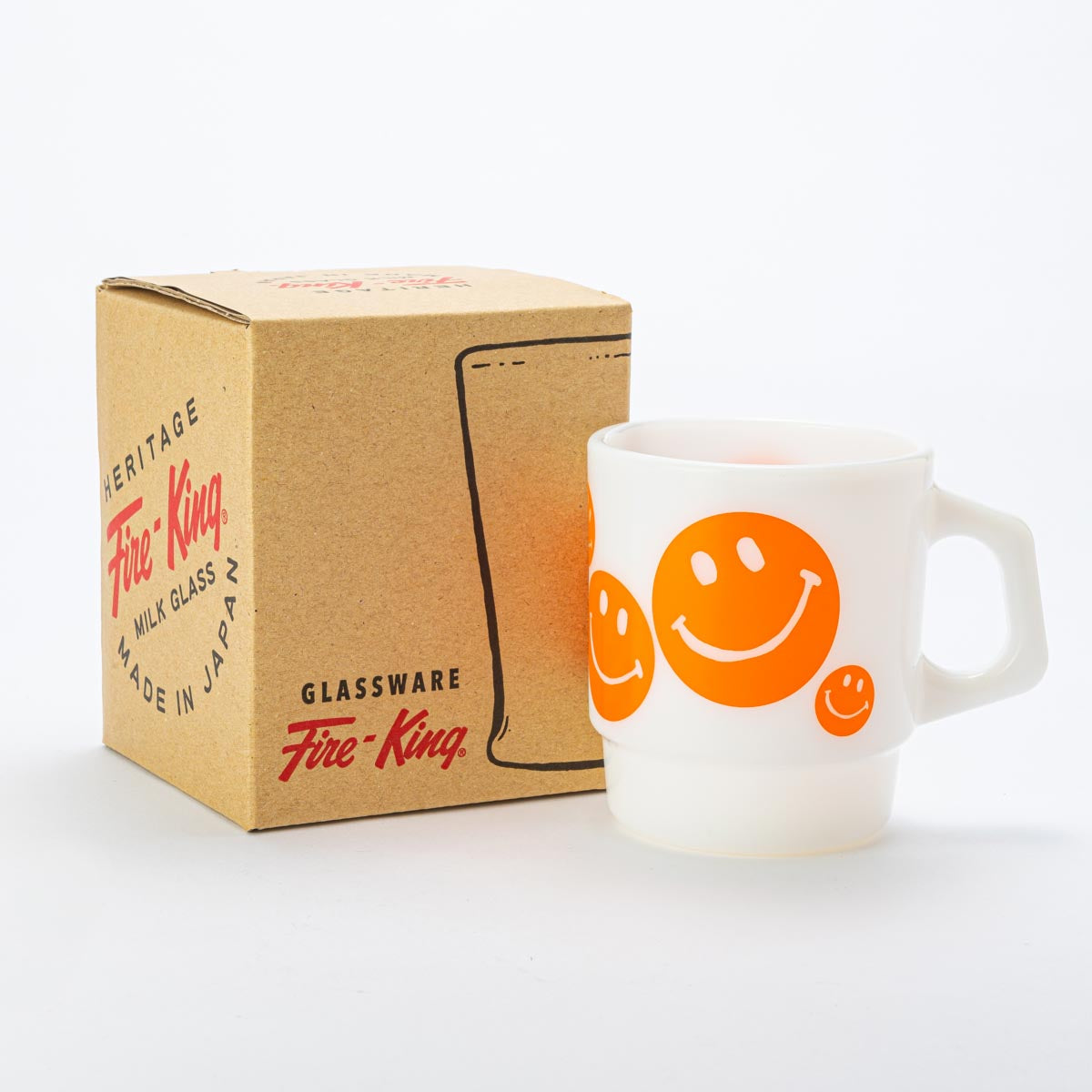 Fire-King スタッキングマグ SMILEY FACE オレンジ