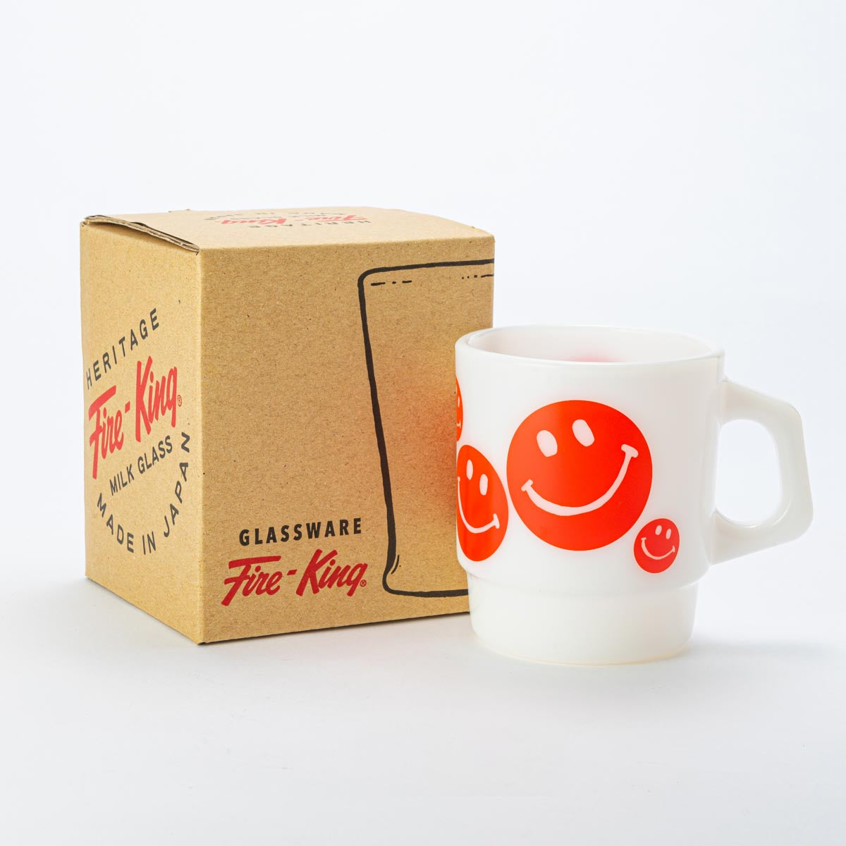 Fire-King スタッキングマグ SMILEY FACE レッド