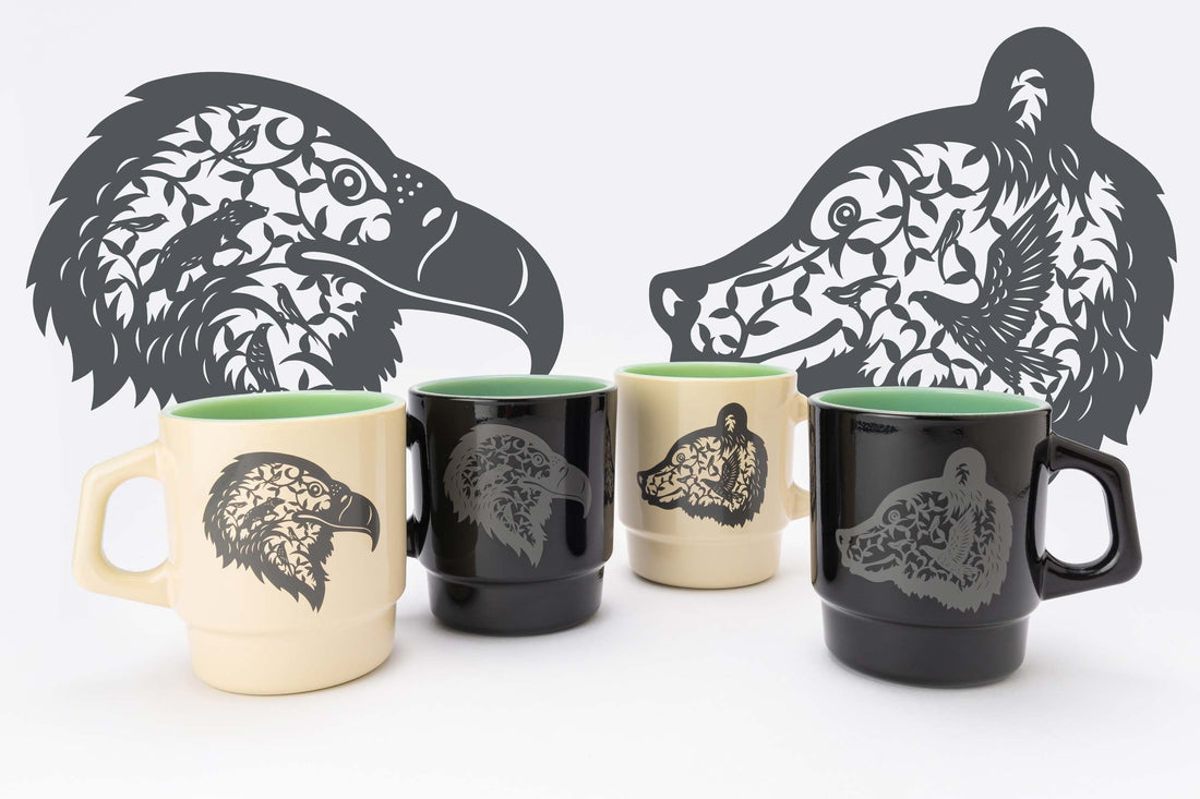 自然の息吹きを「切り絵」で表現した クマ（Bear）とワシ（Eagle）のカラーマグ発売のお知らせ