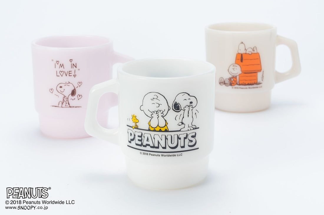 Fire-King スタッキングマグ Peanuts [LAUGH] [LOVE] [PALS]