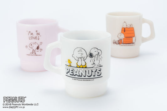 Fire-King スタッキングマグ Peanuts [LAUGH] [LOVE] [PALS]