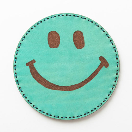 Fire-King レザーコースター SMILEY FACE ブルー by OJAGA DESIGN