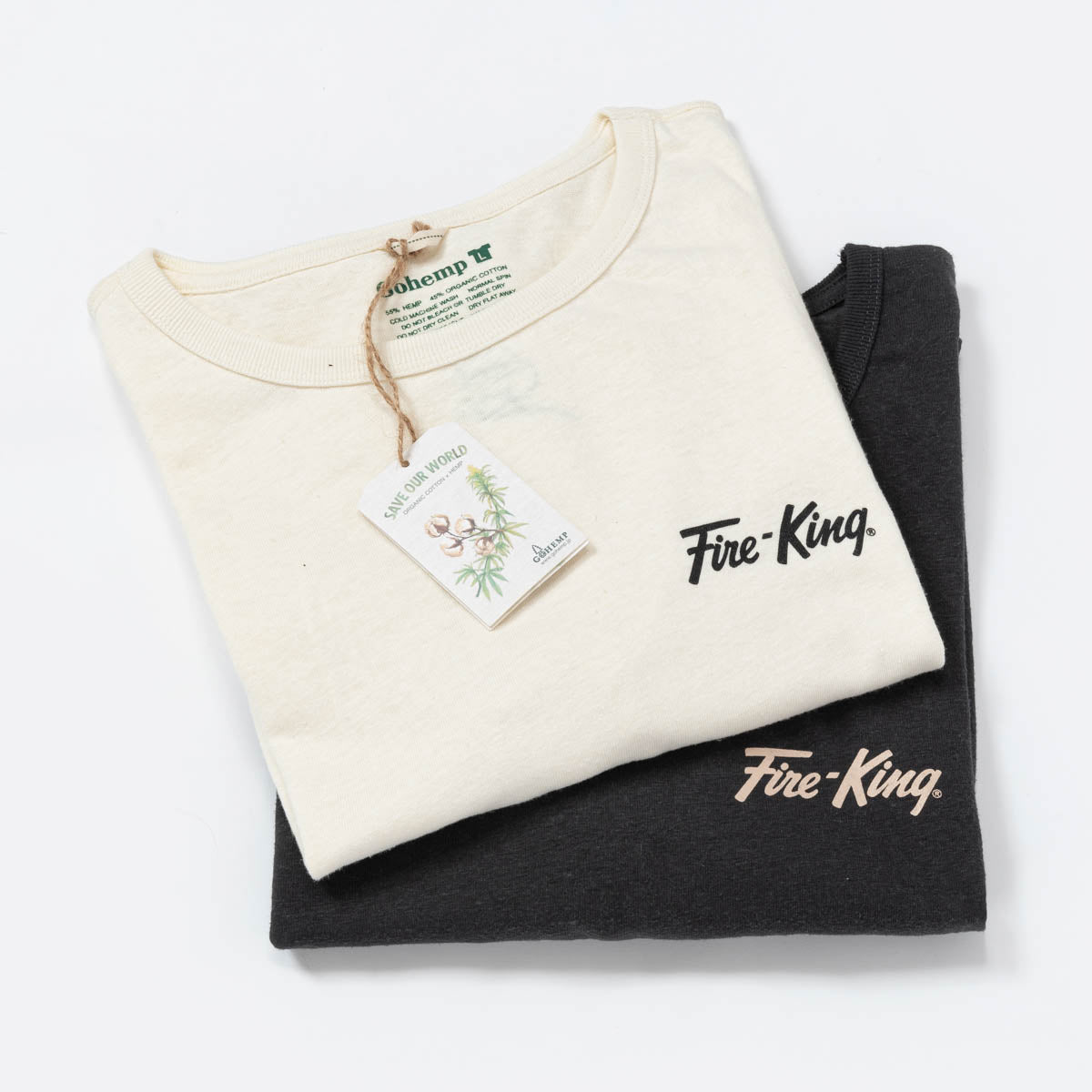 Fire-King ロゴTシャツ by GOHEMP [Natural]