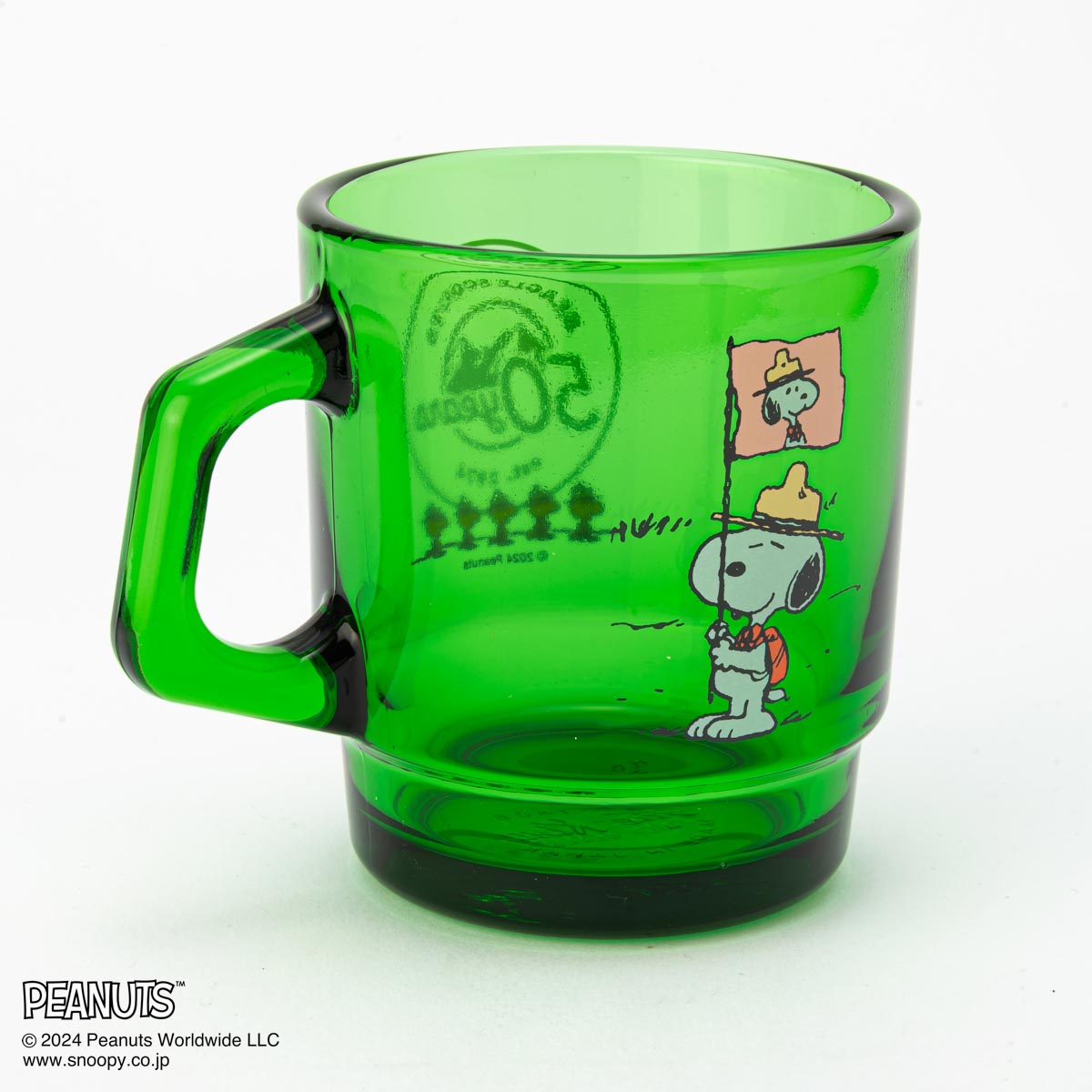 Fire-King スタッキングマグ Peanuts [Beagle Scouts 50years] フォレストグリーン