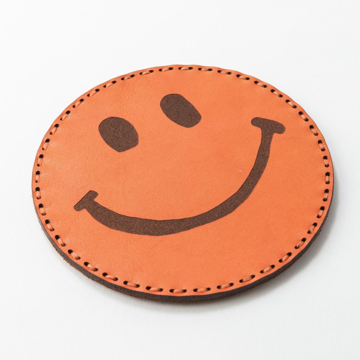 Fire-King レザーコースター SMILEY FACE オレンジ by OJAGA DESIGN