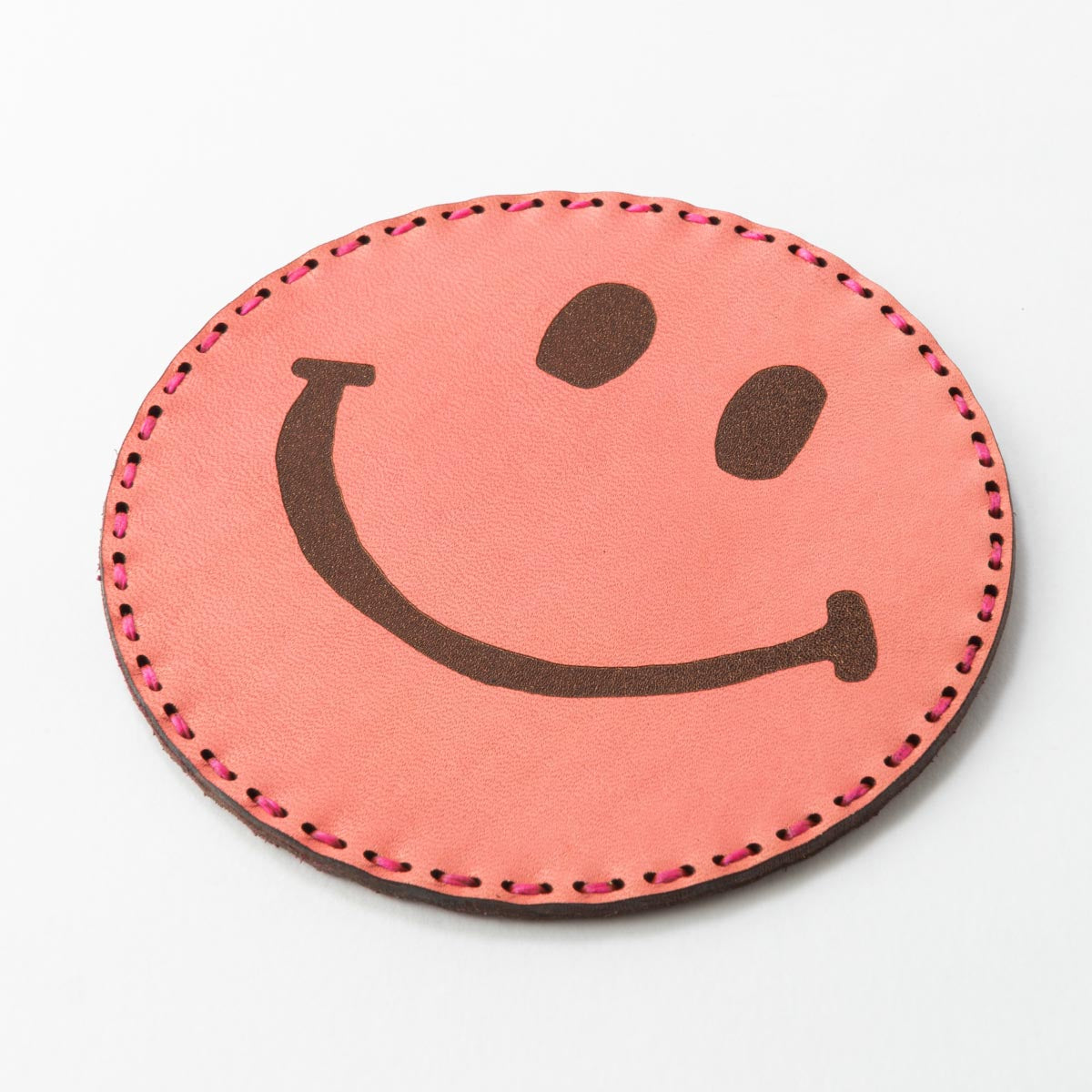 Fire-King レザーコースター SMILEY FACE レッド by OJAGA DESIGN